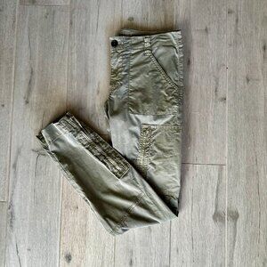 J Brand Ella Mae Slim Moto Aviator Pants Vintage Taupe Stretch Size 25